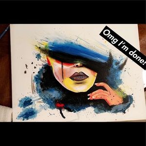 Abstract Acrylic “masked” Painting